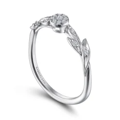 Online Gabriel & Co. Promise Ring - 14K White Gold Floral Diamond Stackable Promise Ring