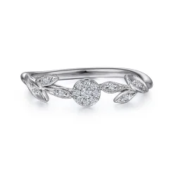 Online Gabriel & Co. Promise Ring - 14K White Gold Floral Diamond Stackable Promise Ring