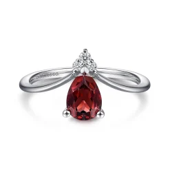 Online Gabriel & Co. Promise Ring - 14K White Gold Garnet Diamond Chevron Promise Ring