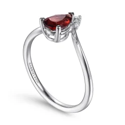 Online Gabriel & Co. Promise Ring - 14K White Gold Garnet Diamond Chevron Promise Ring