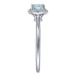 Outlet Gabriel & Co. Promise Ring - 14K White Gold Octagonal Halo Aquamarine and Diamond Promise Ring