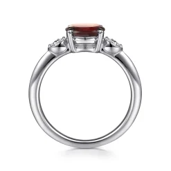 Hot Gabriel & Co. Promise Ring - 14K White Gold Oval Garnet and Diamond Promise Ring