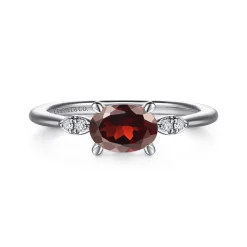 Hot Gabriel & Co. Promise Ring - 14K White Gold Oval Garnet and Diamond Promise Ring