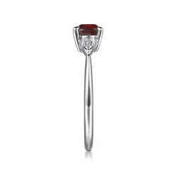 Hot Gabriel & Co. Promise Ring - 14K White Gold Oval Garnet and Diamond Promise Ring