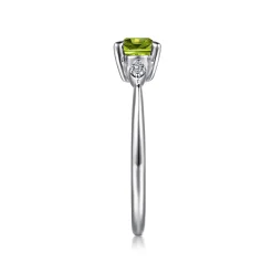 Discount Gabriel & Co. Promise Ring - 14K White Gold Oval Peridot and Diamond Promise Ring