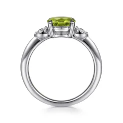 Discount Gabriel & Co. Promise Ring - 14K White Gold Oval Peridot and Diamond Promise Ring