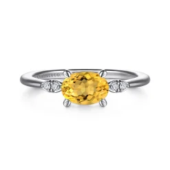 Discount Gabriel & Co. Promise Ring - 14K White Gold Oval Citrine and Diamond Promise Ring