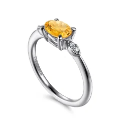 Discount Gabriel & Co. Promise Ring - 14K White Gold Oval Citrine and Diamond Promise Ring