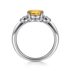 Discount Gabriel & Co. Promise Ring - 14K White Gold Oval Citrine and Diamond Promise Ring