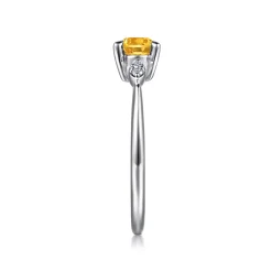 Discount Gabriel & Co. Promise Ring - 14K White Gold Oval Citrine and Diamond Promise Ring