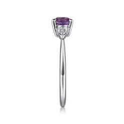 Sale Gabriel & Co. Promise Ring - 14K White Gold Oval Amethyst and Diamond Promise Ring