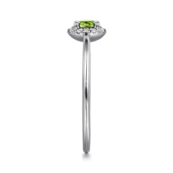 Online Gabriel & Co. Promise Ring - 14K White Gold Peridot and Diamond Halo Promise Ring