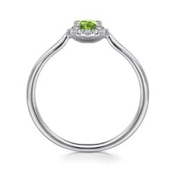 Online Gabriel & Co. Promise Ring - 14K White Gold Peridot and Diamond Halo Promise Ring