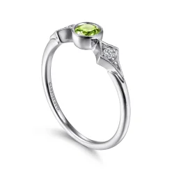 Sale Gabriel & Co. Promise Ring - 14K White Gold Peridot and Diamond Promise Ring
