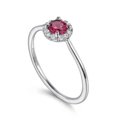 Discount Gabriel & Co. Promise Ring - 14K White Gold Pink Tourmaline and Diamond Halo Promise Ring