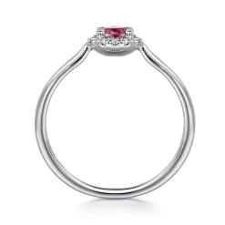Discount Gabriel & Co. Promise Ring - 14K White Gold Pink Tourmaline and Diamond Halo Promise Ring