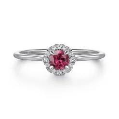 Discount Gabriel & Co. Promise Ring - 14K White Gold Pink Tourmaline and Diamond Halo Promise Ring