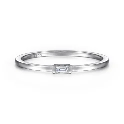 Sale Gabriel & Co. Promise Ring - 14K White Gold Promise Ring with Diamond Baguette