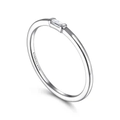 Sale Gabriel & Co. Promise Ring - 14K White Gold Promise Ring with Diamond Baguette