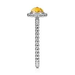 Clearance Gabriel & Co. Promise Ring - 14K White Gold Round Citrine Bujukan Beaded Promise Ring