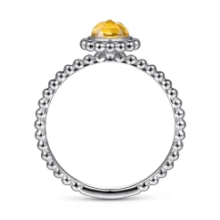 Clearance Gabriel & Co. Promise Ring - 14K White Gold Round Citrine Bujukan Beaded Promise Ring