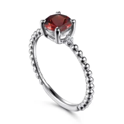 Sale Gabriel & Co. Promise Ring - 14K White Gold Round Garnet and Diamond Bujukan Promise Ring