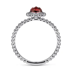 Online Gabriel & Co. Promise Ring - 14K White Gold Round Garnet Bujukan Beaded Promise Ring