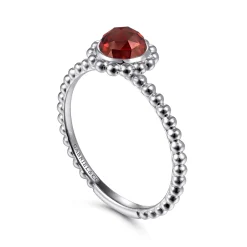 Online Gabriel & Co. Promise Ring - 14K White Gold Round Garnet Bujukan Beaded Promise Ring