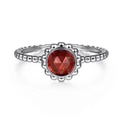 Online Gabriel & Co. Promise Ring - 14K White Gold Round Garnet Bujukan Beaded Promise Ring