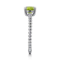 New Gabriel & Co. Promise Ring - 14K White Gold Round Peridot and Diamond Bujukan Promise Ring