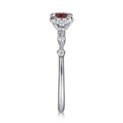 Online Gabriel & Co. Promise Ring - 14K White Gold Round Garnet and Diamond Halo Promise Ring