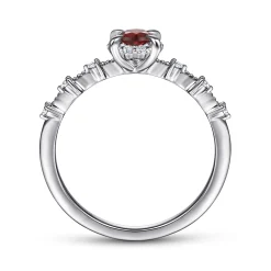 Online Gabriel & Co. Promise Ring - 14K White Gold Round Garnet and Diamond Halo Promise Ring