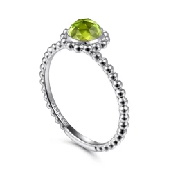 New Gabriel & Co. Promise Ring - 14K White Gold Round Peridot Bujukan Beaded Promise Ring