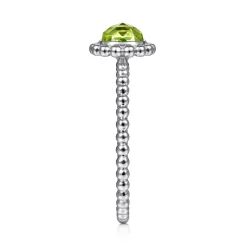 New Gabriel & Co. Promise Ring - 14K White Gold Round Peridot Bujukan Beaded Promise Ring