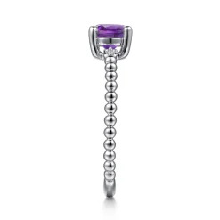 Sale Gabriel & Co. Promise Ring - 14K White Gold Round Amethyst and Diamond Bujukan Promise Ring