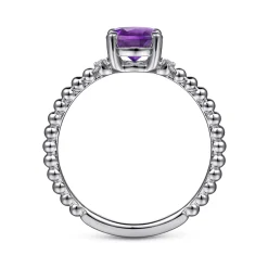 Sale Gabriel & Co. Promise Ring - 14K White Gold Round Amethyst and Diamond Bujukan Promise Ring