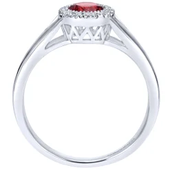 Sale Gabriel & Co. Promise Ring - 14K White Gold Round Garnet and Diamond Halo Promise Ring