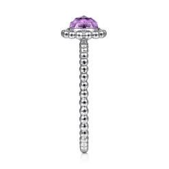 Clearance Gabriel & Co. Promise Ring - 14K White Gold Round Amethyst Bujukan Beaded Promise Ring