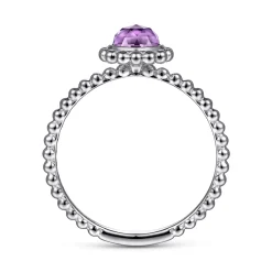Clearance Gabriel & Co. Promise Ring - 14K White Gold Round Amethyst Bujukan Beaded Promise Ring