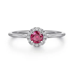Hot Gabriel & Co. Promise Ring - 14K White Gold Ruby and Diamond Halo Promise Ring