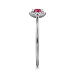 Hot Gabriel & Co. Promise Ring - 14K White Gold Ruby and Diamond Halo Promise Ring