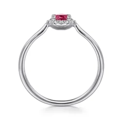 Hot Gabriel & Co. Promise Ring - 14K White Gold Ruby and Diamond Halo Promise Ring