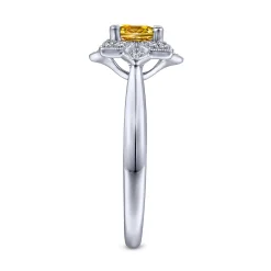 Discount Gabriel & Co. Promise Ring - 14K White Gold Vintage Halo Citrine and Diamond Promise Ring