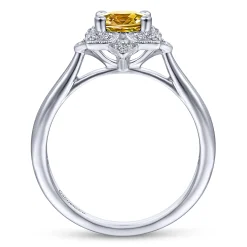 Discount Gabriel & Co. Promise Ring - 14K White Gold Vintage Halo Citrine and Diamond Promise Ring