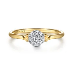 New Gabriel & Co. Promise Ring - 14K White Yellow Gold Bujukan Diamond Cluster Promise Ring