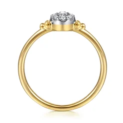 New Gabriel & Co. Promise Ring - 14K White Yellow Gold Bujukan Diamond Cluster Promise Ring