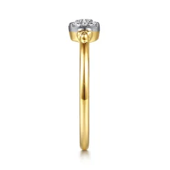 New Gabriel & Co. Promise Ring - 14K White Yellow Gold Bujukan Diamond Cluster Promise Ring