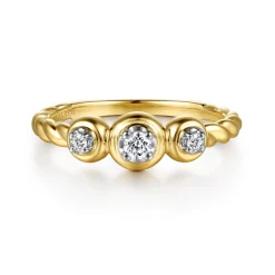 Online Gabriel & Co. Promise Ring - 14K White Yellow Gold White Sapphire Three Stone Promise Ring