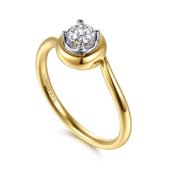 Hot Gabriel & Co. Promise Ring - 14K White Yellow Gold White Sapphire Bezel Promise Ring
