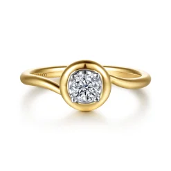 Hot Gabriel & Co. Promise Ring - 14K White Yellow Gold White Sapphire Bezel Promise Ring